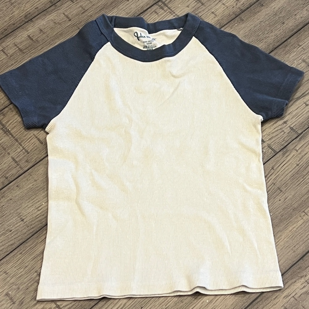 John Galt brandy Melville Baseball Mini Tee blue gray XS/SM